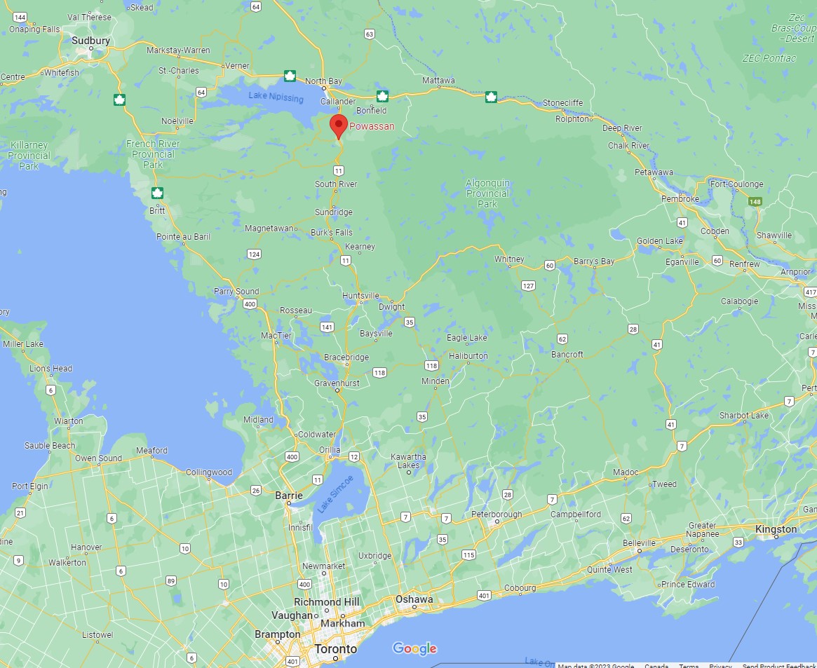 ontario map locating powassan